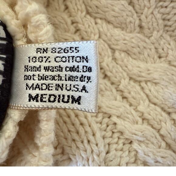 Vintage Wet Seal Cable Knit Sweater Off shoulder Cotton Medium Ivory Y2K 90s - Picture 7 of 7